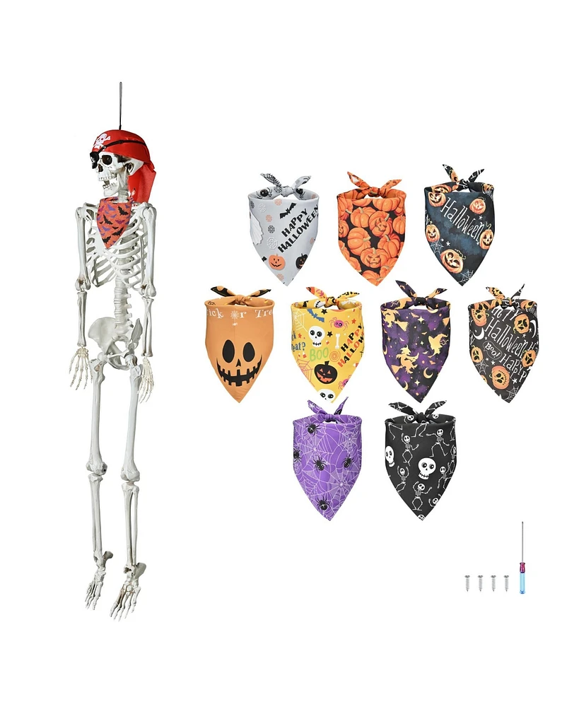 Yescom Pirate Life Size Skeleton Poseable 5.4Ft with Fall Dog Bandana for Halloween Party Decorations 2024