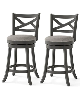 Costway Swivel Bar Stools Set of Counter Height Chairs with Hollow Back Soft-padded Seat