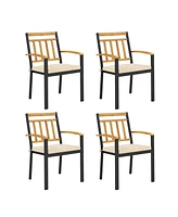 Costway Patio Dining Chairs Set of Metal Outdoor Chairs with Removable Padded Cushions