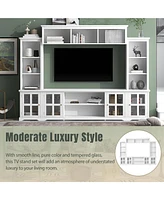 Slickblue Minimalist Entertainment Wall Unit with Bridge – Modern Tv Console for TVs Up to 70'', Multifunctional Stand with Tempered Glass Door