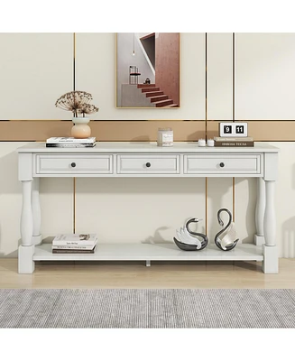 63'' Long Console Table with Drawers and Shelf – Perfect for Entryway, Hallway, or Living Room