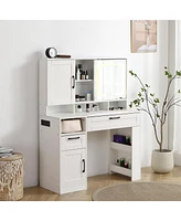 Slickblue Vanity Table with Large Sliding Lighted Mirror and 2 Drawers for Elegant Dressing Solutions