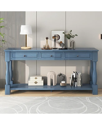 Slickblue 63'' Long Console Table with Drawers and Shelf – Perfect for Entryway, Hallway, or Living Room