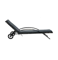 vidaXL Sun Lounger with Cushion & Wheels Poly Rattan Anthracite