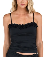 La Blanca Women's Island Goddess Ruffled Bandeau Tankini Top