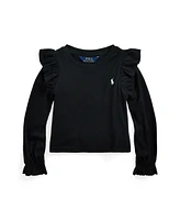 Polo Ralph Lauren Toddler and Little Girls Ruffled Cotton-Modal Long-Sleeve Sweatshirt