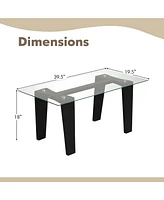 Gymax Rectangle Coffee Table Modern Tempered Glass Top Accent Table Black