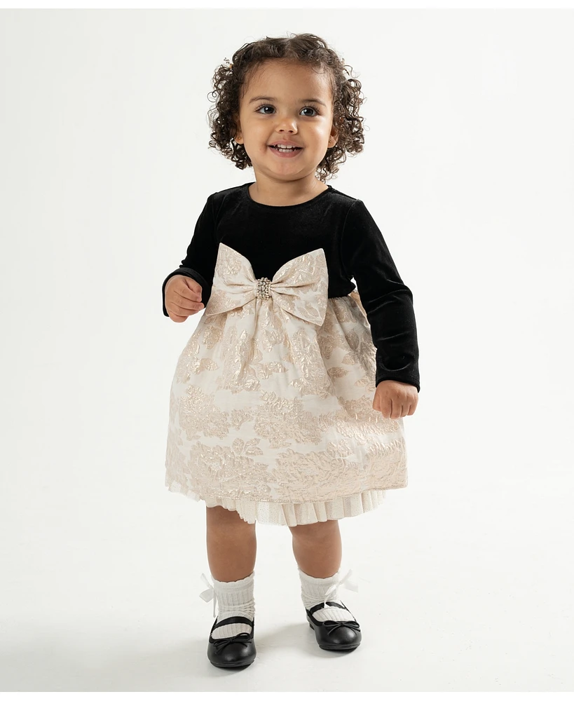 Rare Editions Baby Girl Velvet Brocade Social Dress