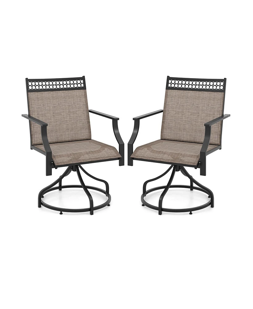 Costway Patio Swivel Dining Chairs Set of with Quick-Drying Fabric and Metal Frame