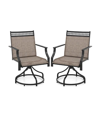 Costway Patio Swivel Dining Chairs Set of with Quick-Drying Fabric and Metal Frame