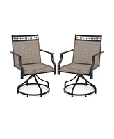 Costway Patio Swivel Dining Chairs Set of with Quick-Drying Fabric and Metal Frame