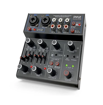 Pyle Compact Bluetooth Dj Mixer Interface with Usb Audio and Phantom Power