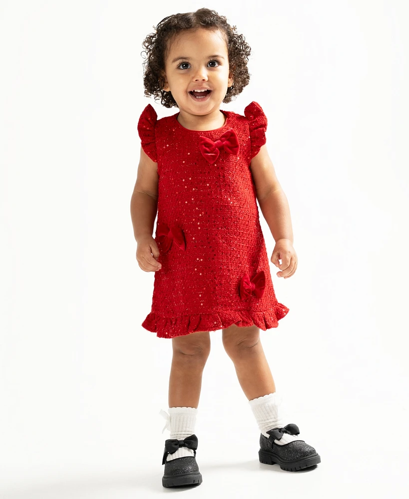 Rare Editions Baby Girl Sequin Tweed Social Dress