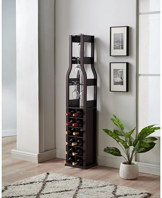 Kings Brand Furniture Granger Wine Rack - 12 Bottle Wine Bar Cabinet, Dark Cherry