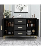 Homsee Black Storage Accent Cabinets with 3-Drawers and 2-Cabinets