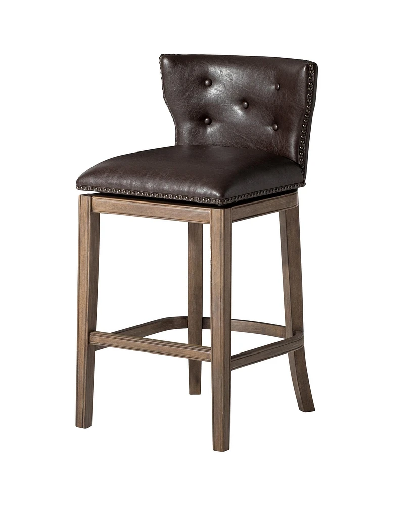 Maven Lane Hugo Bar Stool in Walnut Finish with Marksman Saddle Leather