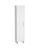 Depot E-Shop Dryden Tall Narrow Storage Cabinet with 5-Tier Shelf and Broom Hangers, White