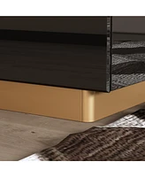 Homsee Black High Gloss Storage Organizer with 6 Mirrored Drawers