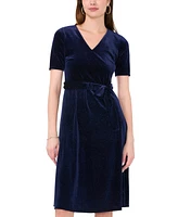 Msk Petite Studded Belted Velvet Dress