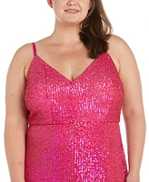 Morgan & Company Plus Sequinned High-Slit Dress