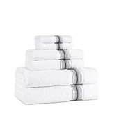 Aston and Arden Luxury White/Ombre Stripe 6-Piece Bath Towel Set, 600 Gsm, Soft 100% Turkish Cotton Bathroom Towels, Made Turkey, 2