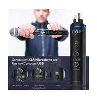 Pyle Xlr-to-usb Microphone Adaptor, Usb Mic Interface with Volume Control and +48V Phantom Power