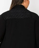 Coin 1804 Plus Lace Yoke Flyaway Cardigan Sweater