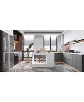 Homsee White 8-Drawers Bedroom Dresser with Glass Top and Glass Drawers
