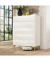 Homsee White Side Table, Chest of Drawers with 5-Drawers