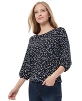 Jones New York Women's Printed Crepe 3/4-Sleeve Top