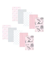 Hudson Baby Infant Girl Flannel Burp Cloth 10pk, Fairytale Princess, One Size