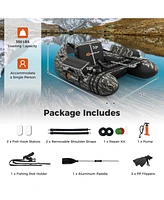 Sugift Inflatable Fishing Float with Adjustable Straps and Storage Pockets-Camouflage