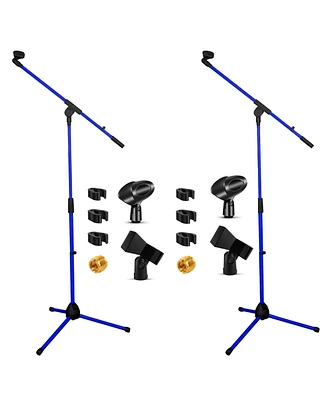 5 Core Tripod Mic Stand Pair Heavy Duty Adjustable Holder Floor Microphone Boom Arm - Dark Blue