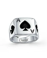 Bling Jewelry Lucky Las Vegas Gambler Ace Of Spade Ring .925 Sterling Silver