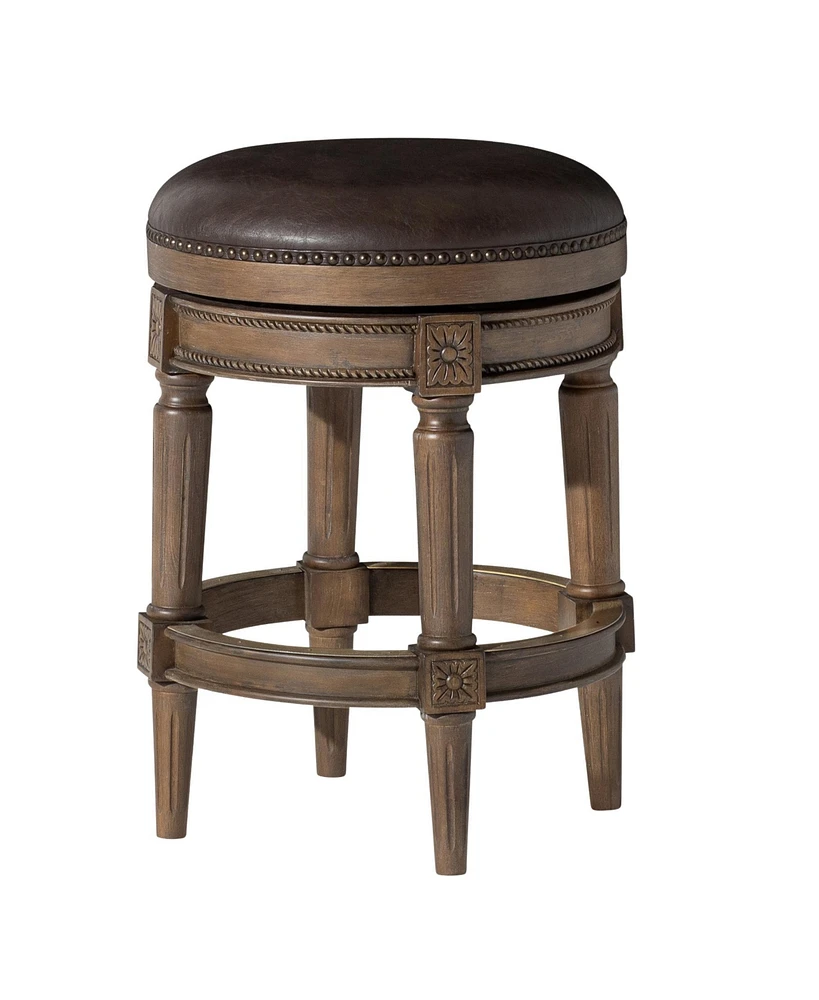 Maven Lane Pullman Backless Counter Stool in Walnut Finish w/ Marksman Saddle Leather