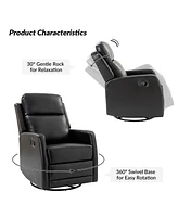 Hulala Home Donat Faux Leather Swivel Recliner