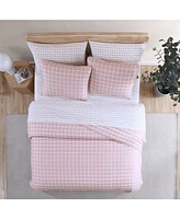 City Scene Woven Grid Microfiber Pink 2 Piece Quilt Set-Twin