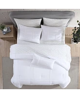 City Scene Solid Microfiber White 4 Piece Duvet Cover Set-King