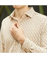 Campus Sutra Men's Saltbox Beige Checkered-Textured Shirt