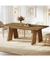 Tribesigns 71" Large Dining Table for 6 People, Farmhouse Dinner Table, Wood Rectangular Dining Table with Thickened Legs for Kitchen, Dining Room, Li
