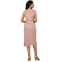 Lara Women's Beaded Midi Dress with Cap Sleeves