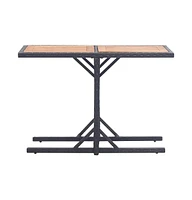 vidaXL Patio Table Black Solid Acacia Wood and Poly Rattan