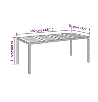 vidaXL Patio Table with Wooden Top 74.8"x35.4"x29.5" Poly Rattan