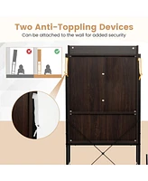 Gymax Over The Toilet Storage Cabinet Rack Bathroom w/ Slipping Barn Door & Adjustable Shelf Espresso