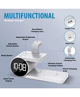 Brookstone 3-in-1 Wireless Charging Stand and Alarm Clock for iPhone, Airpods, Apple Watch