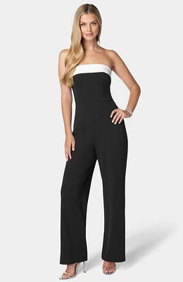 Bebe Women's Scuba Crepe Cuff Neck Strapless Jumpsuit