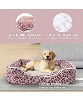 Elle Cuddler Dog Beds for Small Dogs, Washable Pet Bed for Cat and Dog, Printed Microsuede with Plush Center