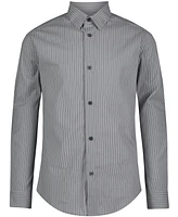 Calvin Klein Big Boys Long Sleeve Stretch Bar Stripe Shirt