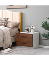 Gymax Nightstand Bedside Side End Table w/ 2 Drawers for Bedroom Living Room