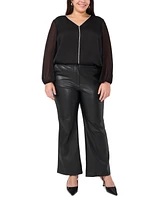 Vince Camuto Plus V-Neck Blouson-Sleeve Blouse, Created for Macy's